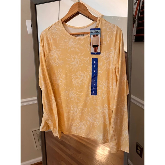 Women's Hang Ten Yellow Floral Long Sleeve Shirt Size L - Picture 1 of 4